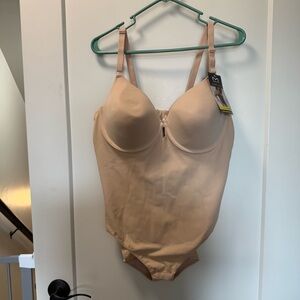 NWT Maidenform All-In-One Bodysuit‎ Extra Firm Control Shapewear Bra Nude 2XL